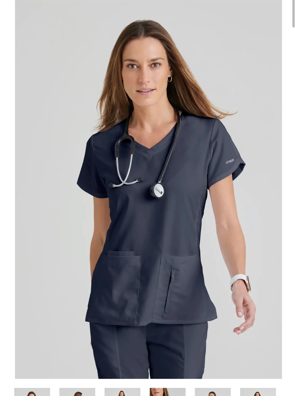 Grey's Anatomy Women's Navy V-Neck Short Sleeve Scrub Top & Bottom